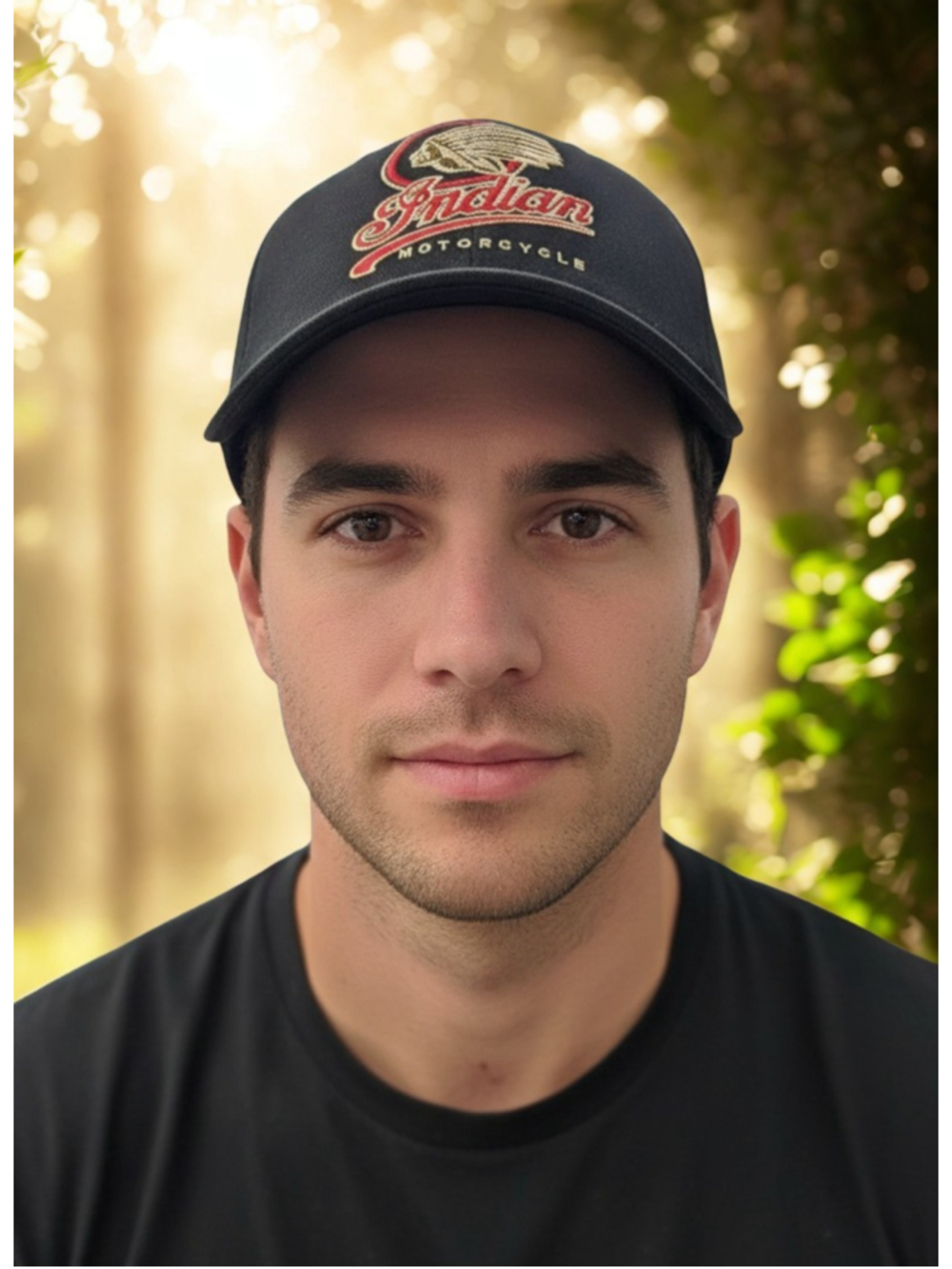 Indian Motorcycle Red Logo Black Hat Embroidered Logo Adjustable Back